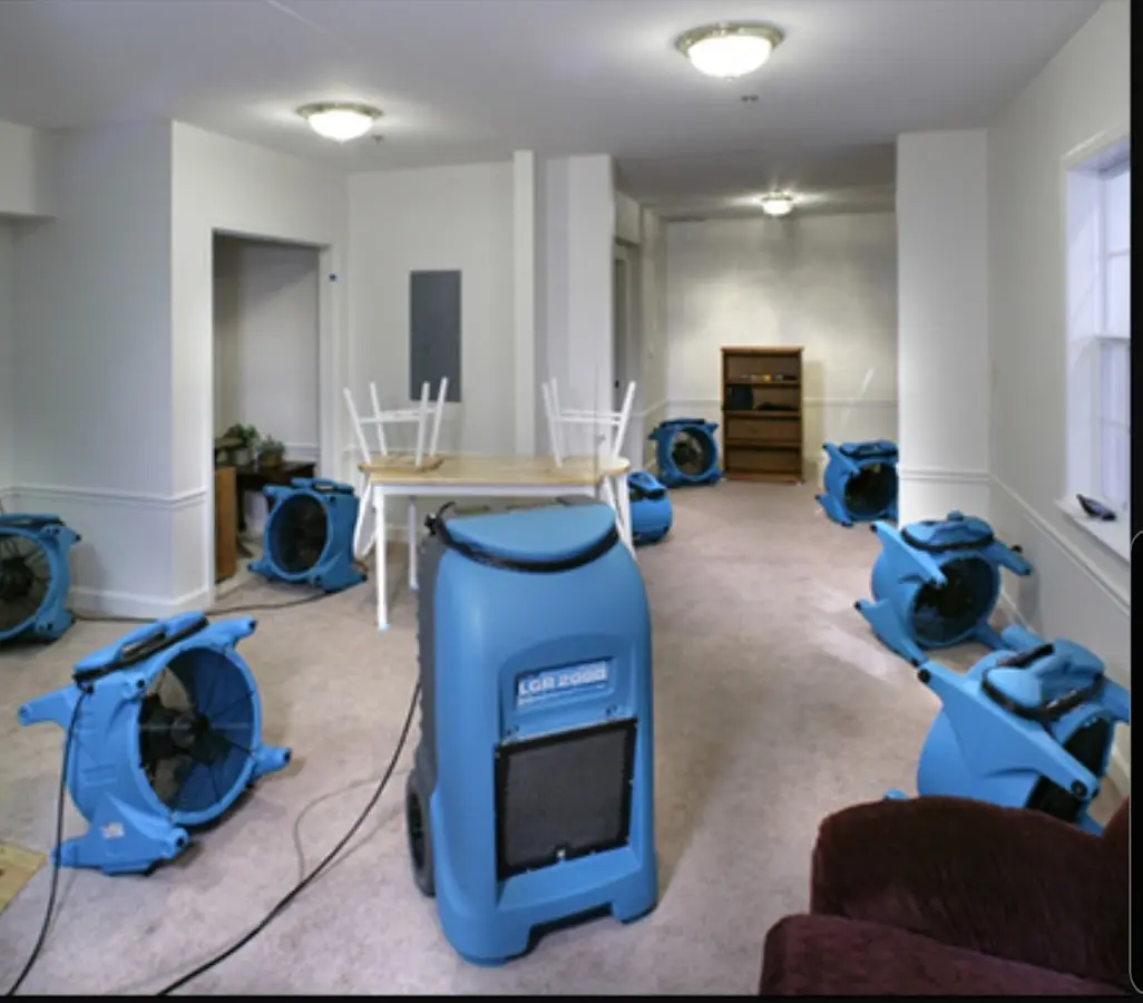 Air movers and dehumidifier setup for Water Extraction & Removal in Pinole